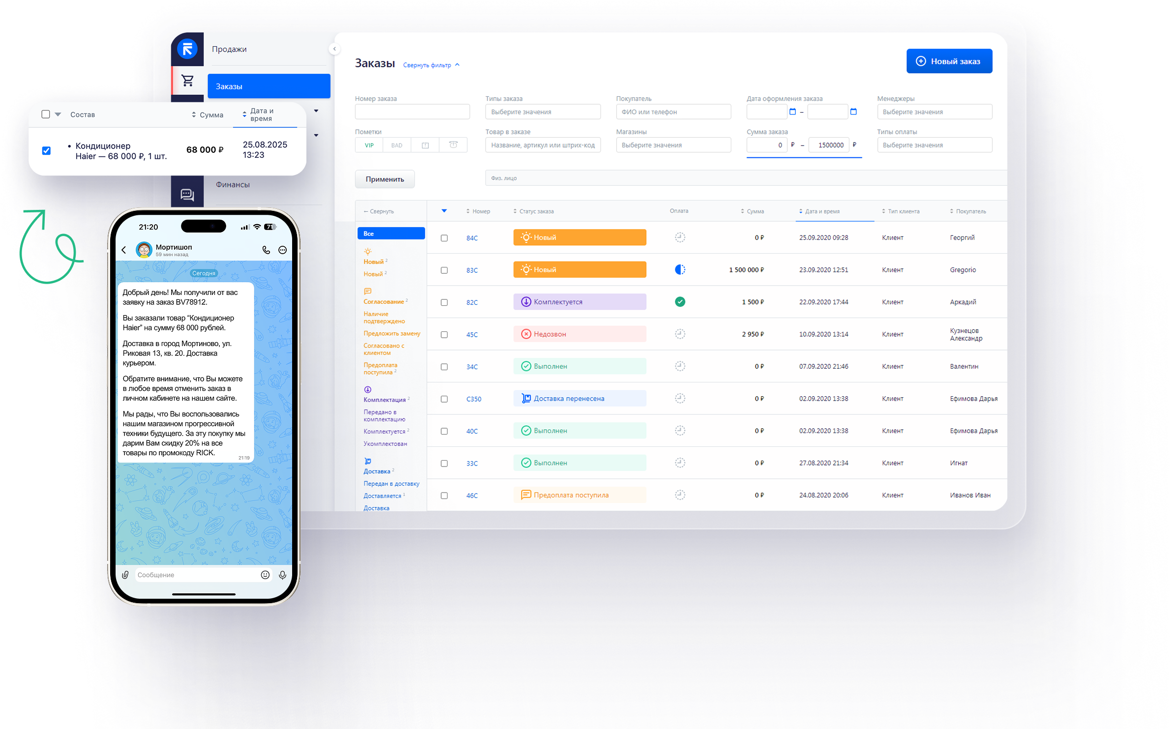 Интеграция ВКонтакте, Авито,Whatsapp, Telegram и MAX для RetailCRM