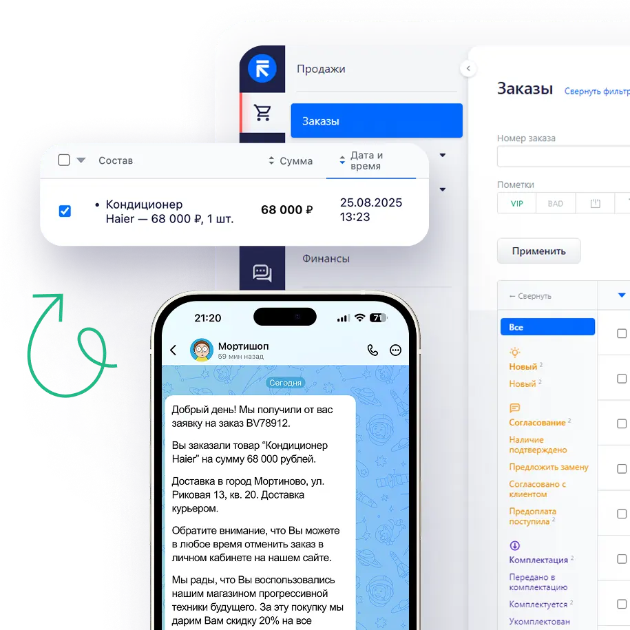 Интеграция ВКонтакте, Авито,Whatsapp, Telegram и MAX для RetailCRM
